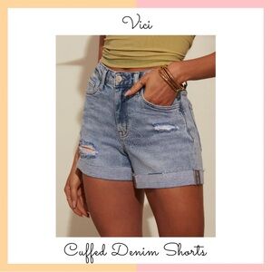Vici Cuffed Distressed Denim Shorts